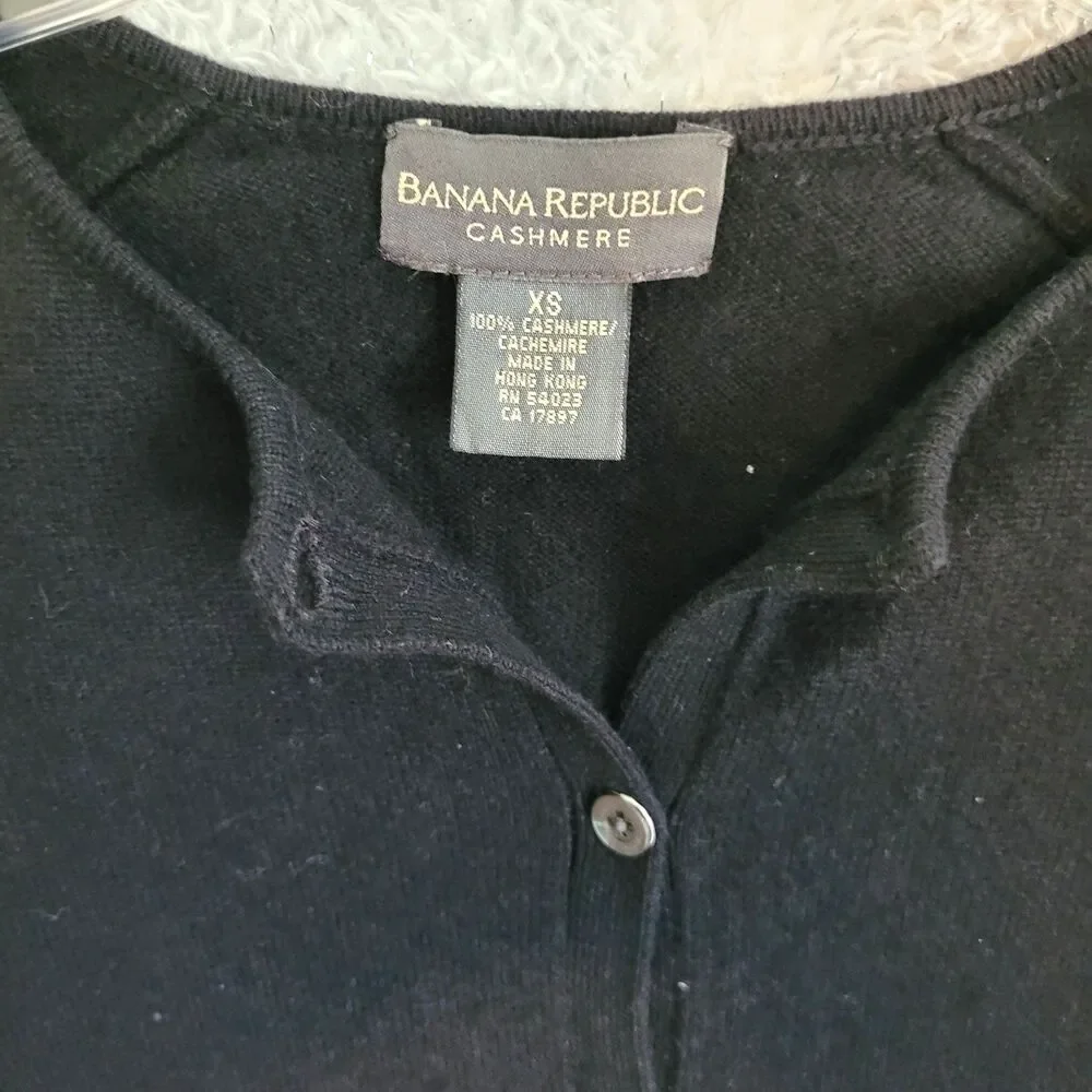 Banana Republic Cashmere Cardigan size XS Navy Blue V-Neck Sweater Womens